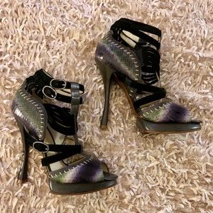 Alexandre Birman Snakeskin Cage Booties